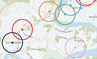 Annotated map of Brisbane